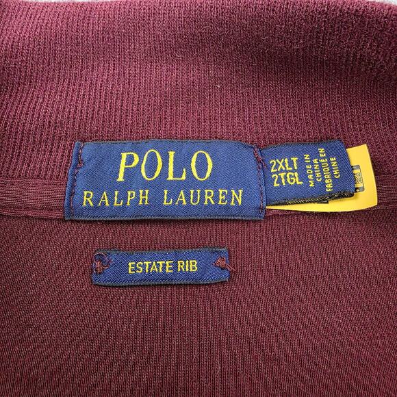 Polo Ralph Lauren Sweater Mens 2XLT Burgundy Estate Rib 1/4 Zip Knit Pullover - Picture 2 of 16